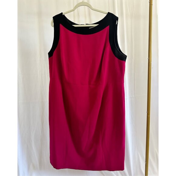 Kasper Women's Plus 24W Raspberry Pink/Black Trimmed Dress - Picture 1 of 7